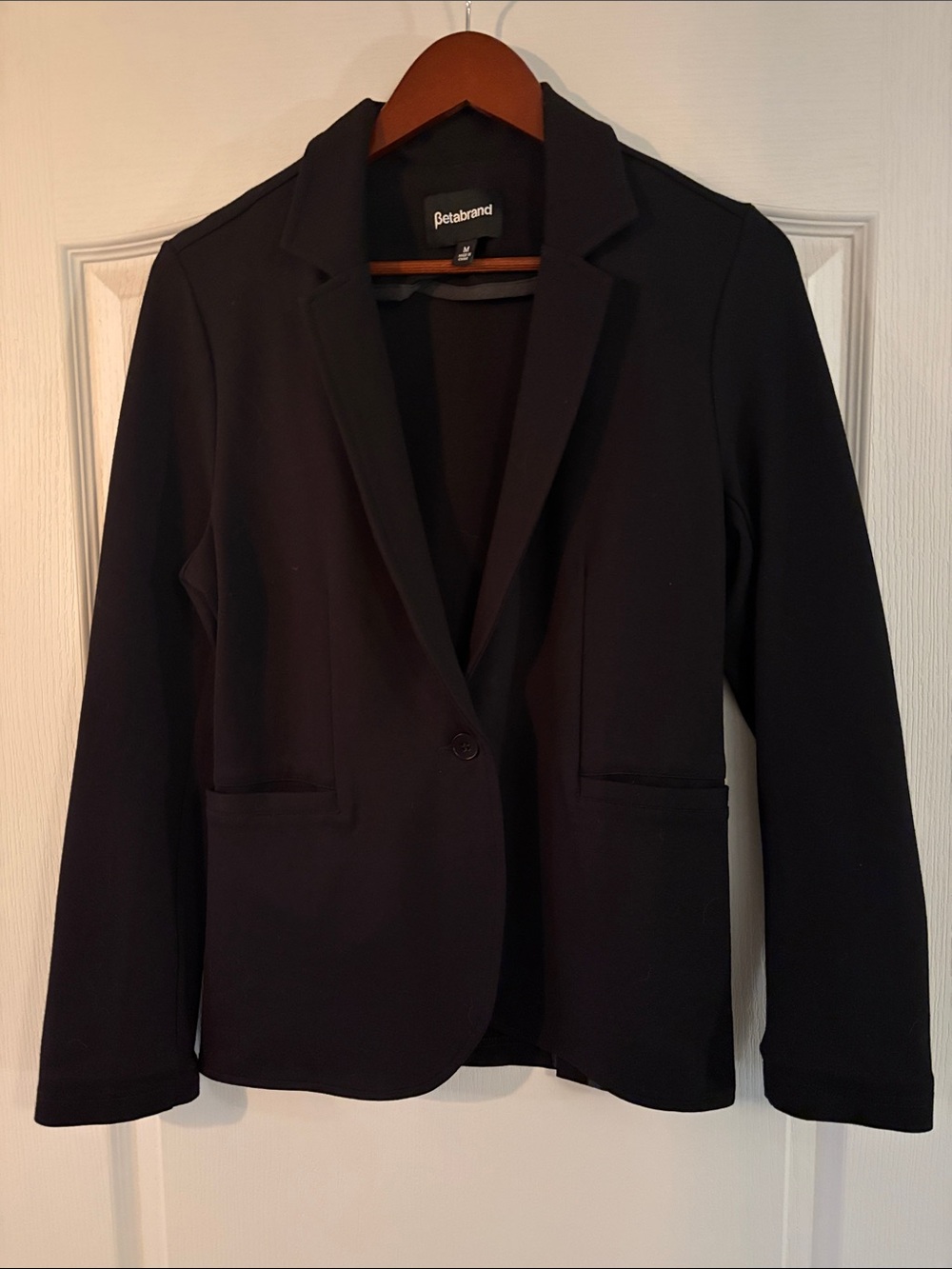 Betabrand Active Blazer stretch stretchy Jacket Black non-wrinkle machine wash